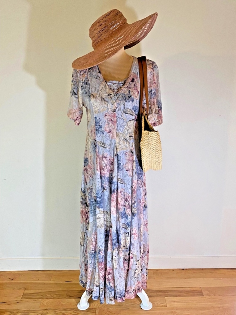Vintage Starina Floral Lace Tea Dress Size Medium